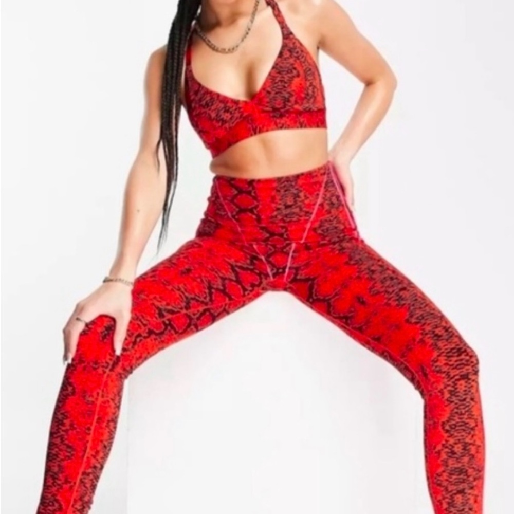 IVY PARK Red and Black Snake Print Leggings